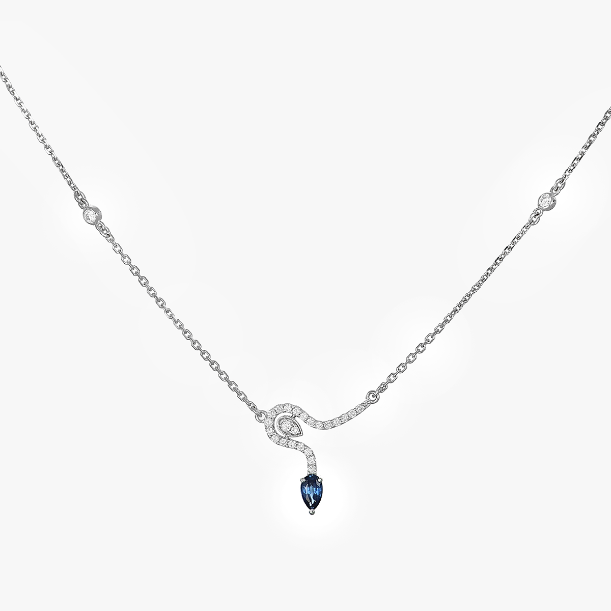 Slithering Sapphire Diamond Pendant Chain | Imseeh