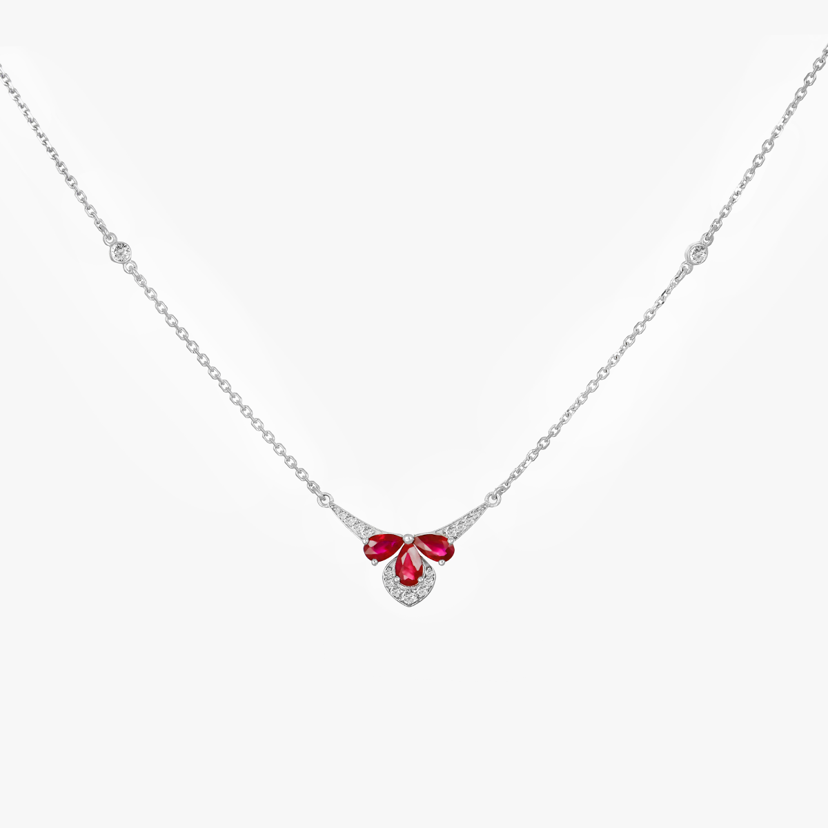 Ruby Bloom Diamond Pendant Chain | Imseeh