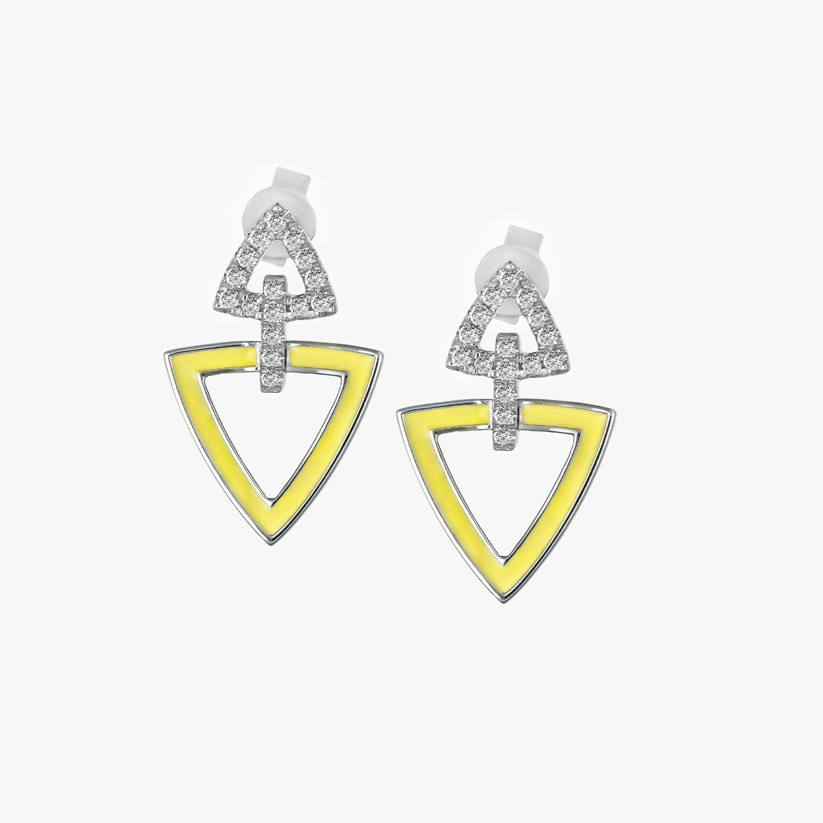 Yellow Enamel Diamond Earrings | Imseeh