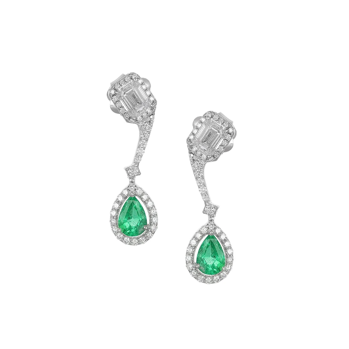 Drops of Emerald Diamond Earrings