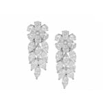 Earrings designed with a floral motif, showcasing pear and marquise-cut white diamonds.