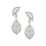 Elegant earrings featuring pear, marquise, and round-cut white diamonds