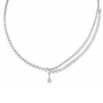 Necklace adorned with a combination of pear, marquise, and round diamonds.