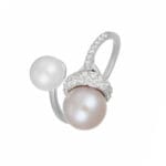 Two Pearls Diamond Ring